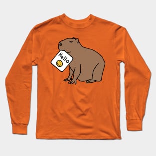 Cute Capybara Says Hello Long Sleeve T-Shirt